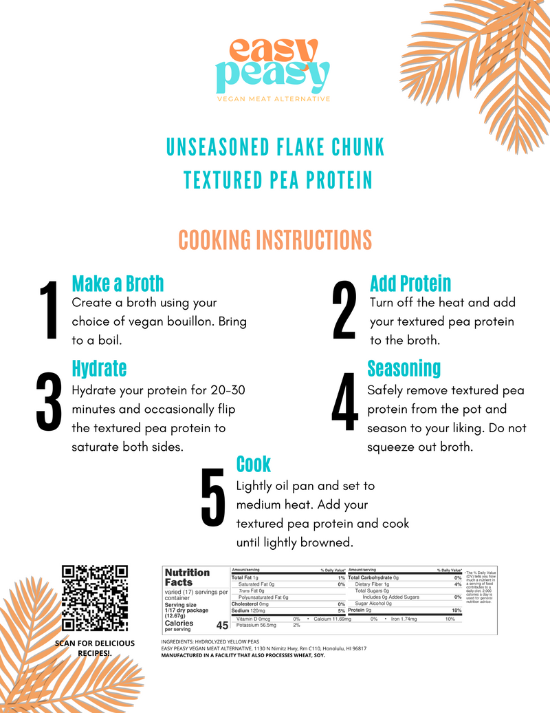 Unseasoned Flake Chunks Textured Pea Protein