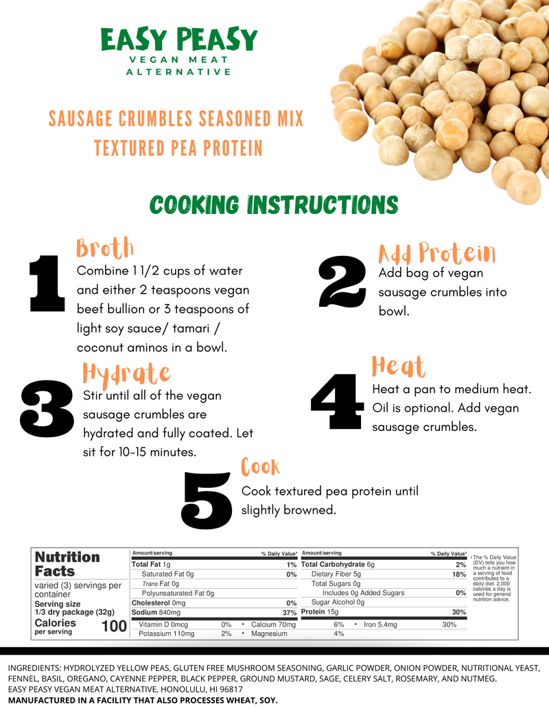 Sausage Crumbles Seasoned Mix Textured Pea Protein